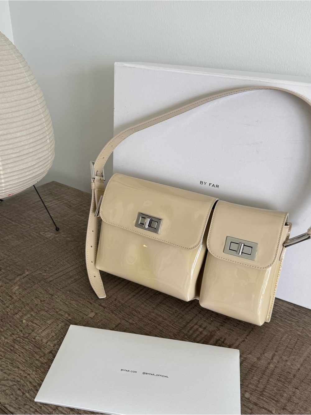 By Far Billy Bag - Cream Patent Leather Shoulder Bag